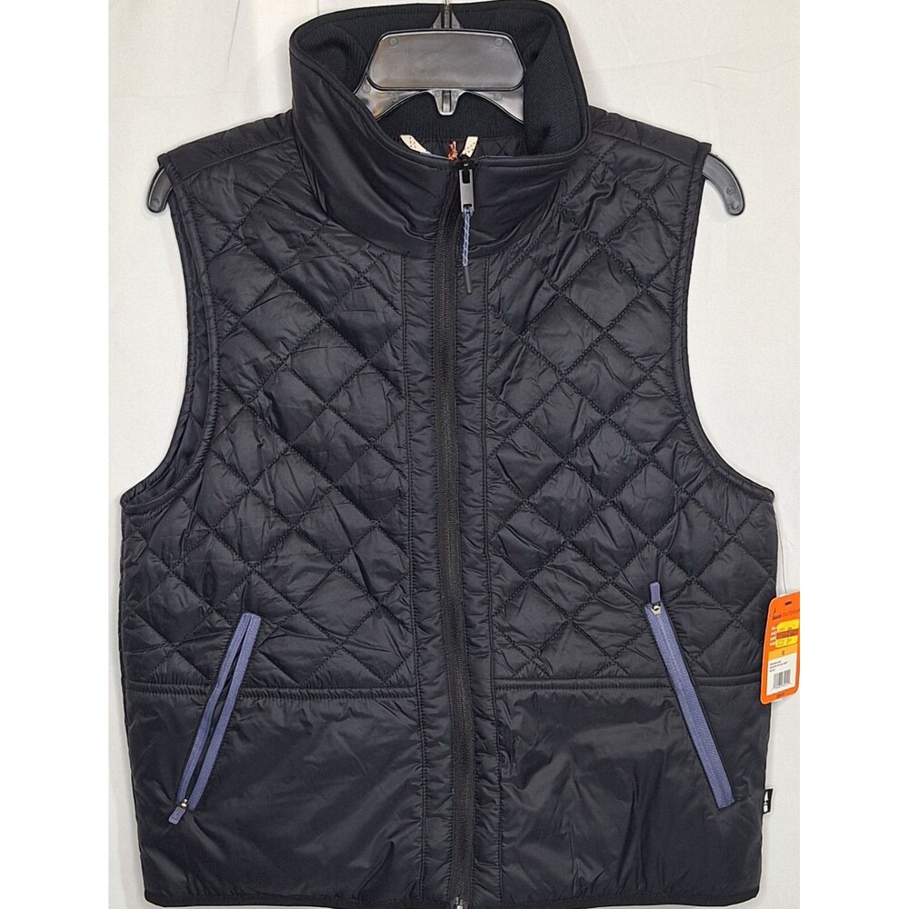 Bass Outdoors Women Diamond Quilted Vest Medium Black Nylon Zip Winter Gilet NWT